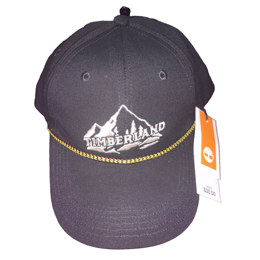 Timberland Baseball Cap Adjustable Strap Embroidered Logo Black Size OS NEW